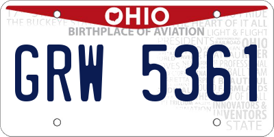 OH license plate GRW5361