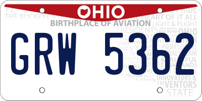 OH license plate GRW5362