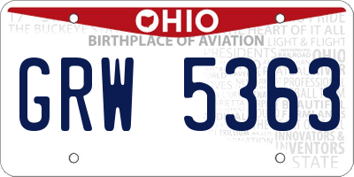 OH license plate GRW5363