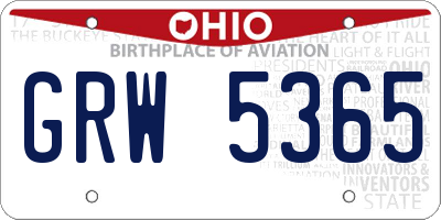 OH license plate GRW5365