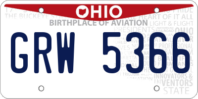 OH license plate GRW5366