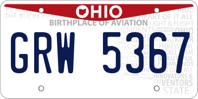 OH license plate GRW5367