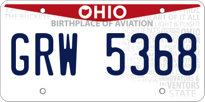 OH license plate GRW5368