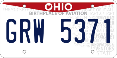 OH license plate GRW5371