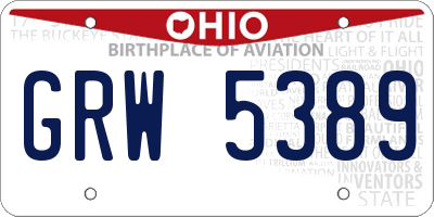 OH license plate GRW5389