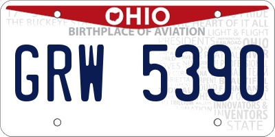 OH license plate GRW5390