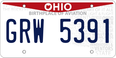 OH license plate GRW5391