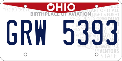 OH license plate GRW5393