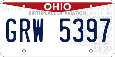 OH license plate GRW5397