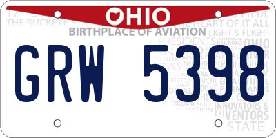 OH license plate GRW5398