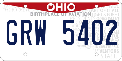 OH license plate GRW5402