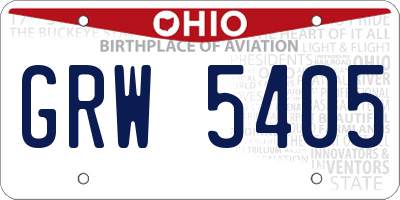 OH license plate GRW5405