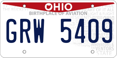 OH license plate GRW5409