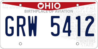 OH license plate GRW5412
