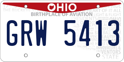 OH license plate GRW5413