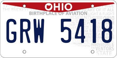 OH license plate GRW5418