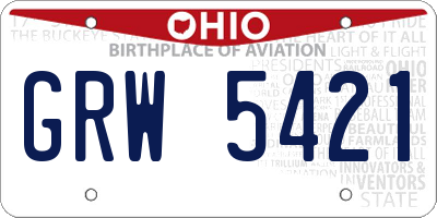 OH license plate GRW5421