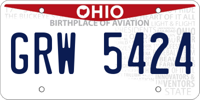 OH license plate GRW5424