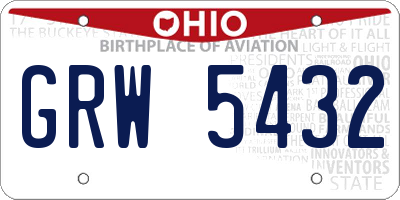 OH license plate GRW5432