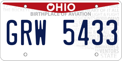 OH license plate GRW5433