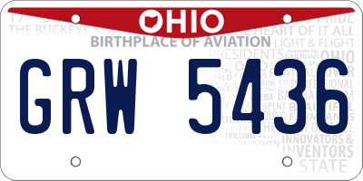 OH license plate GRW5436