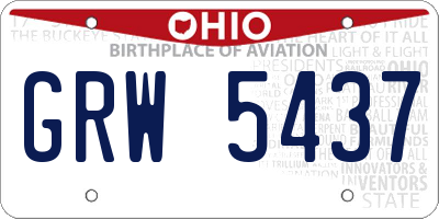 OH license plate GRW5437