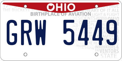 OH license plate GRW5449