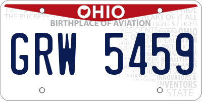 OH license plate GRW5459