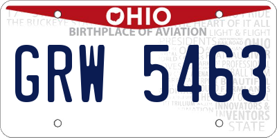 OH license plate GRW5463
