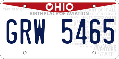 OH license plate GRW5465