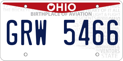 OH license plate GRW5466