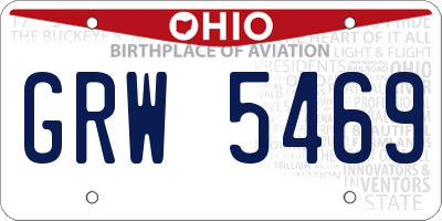 OH license plate GRW5469