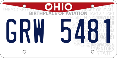 OH license plate GRW5481