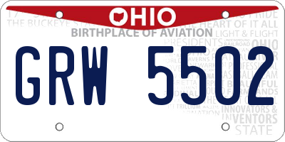 OH license plate GRW5502