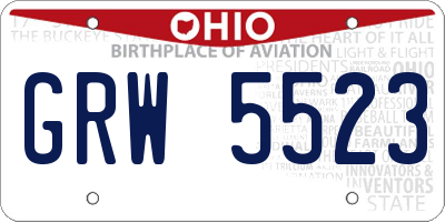 OH license plate GRW5523