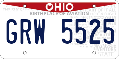 OH license plate GRW5525