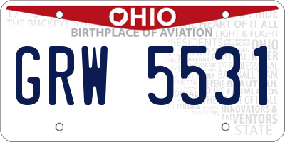 OH license plate GRW5531