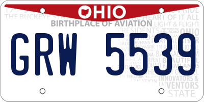 OH license plate GRW5539