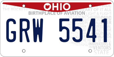 OH license plate GRW5541
