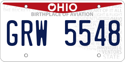 OH license plate GRW5548