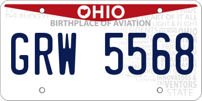 OH license plate GRW5568