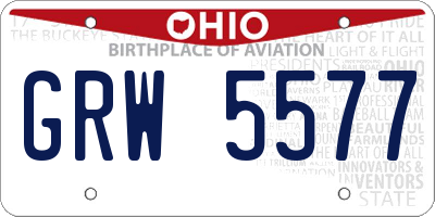 OH license plate GRW5577