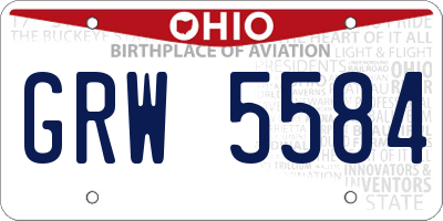 OH license plate GRW5584