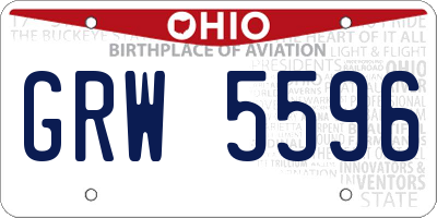 OH license plate GRW5596