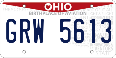 OH license plate GRW5613
