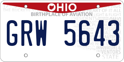 OH license plate GRW5643
