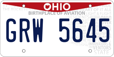 OH license plate GRW5645