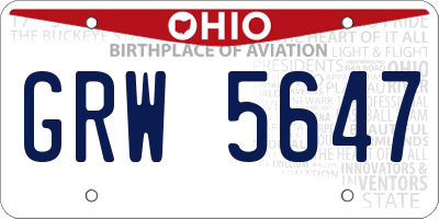 OH license plate GRW5647