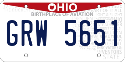 OH license plate GRW5651