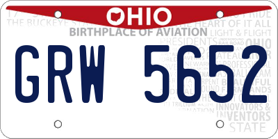 OH license plate GRW5652